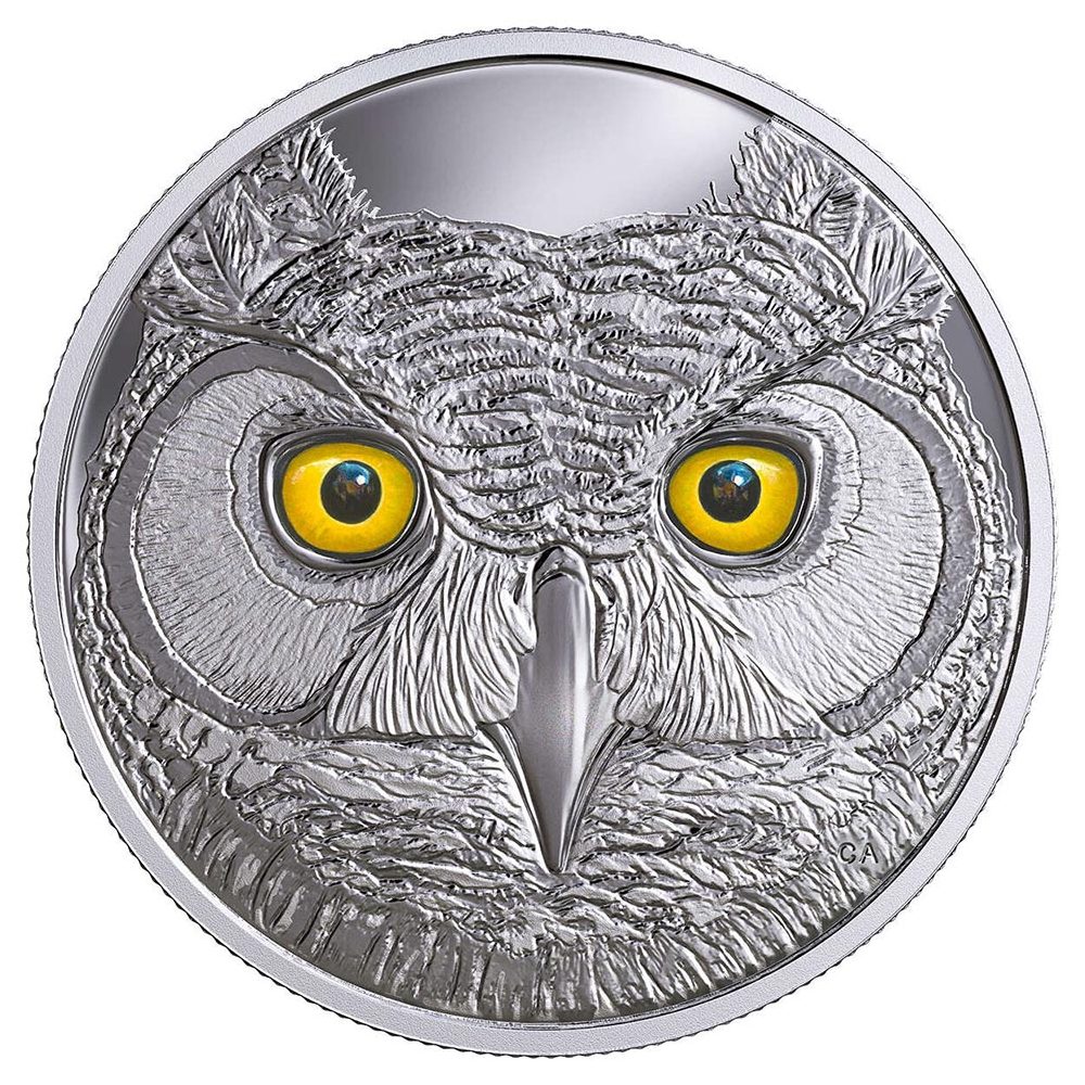 Canada 15$ 2017 Buho Cornudo. Ojos que brillan en la oscuridad. Plata.  - 1