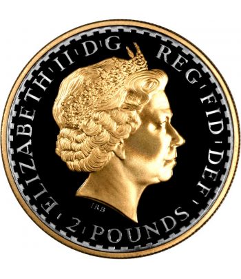 Moneda de plata Britannia 2 Pounds Inglaterra 2006. Con oro.  - 2