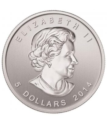 Moneda de plata 5$ Canadá 2014 Halcón Peregrino. Color  - 2