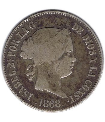 Moneda de Isabel II 50 Centavos de Peso 1868 Filipinas. Plata.  - 1