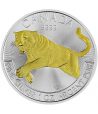 Moneda de plata 5$ Canadá 2016 Puma. Con oro.  - 1