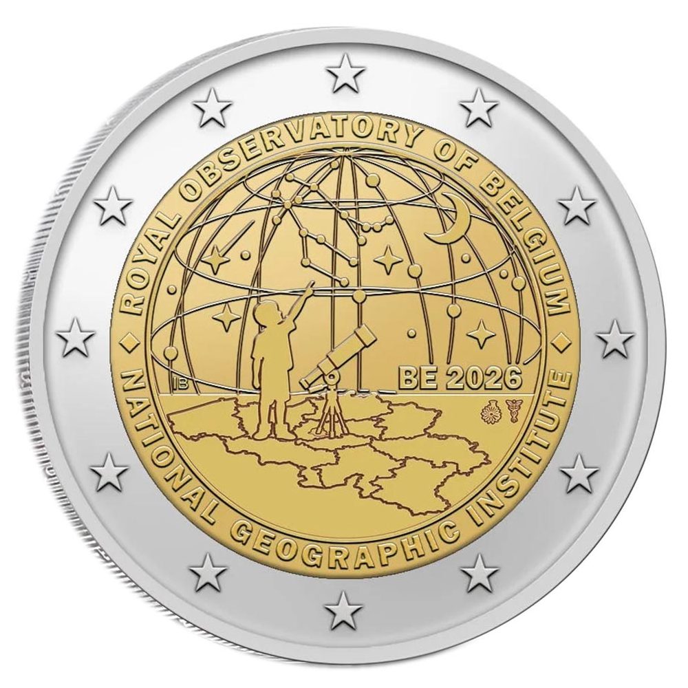 moneda 2 euros Bélgica 2026 Instituto Geográfico  - 1