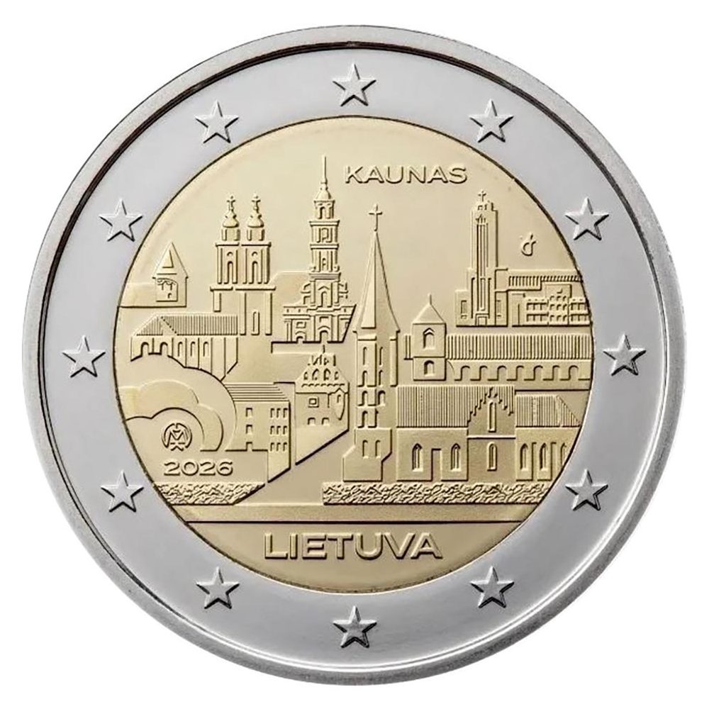 moneda 2 euros Lituania 2026 Ciudad de Kaunas.  - 1