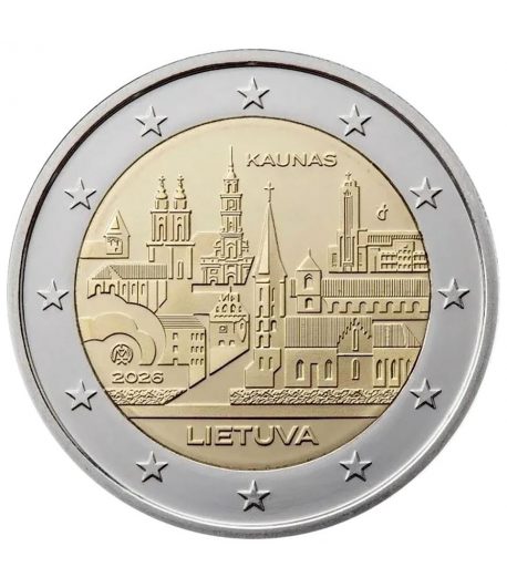 moneda 2 euros Lituania 2026 Ciudad de Kaunas.  - 1