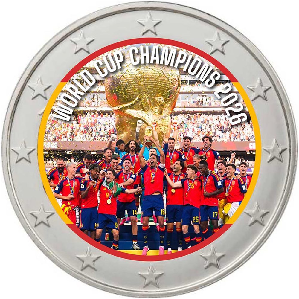 moneda 2 euros color España Campeones Fifa 2026. Color 5  - 1