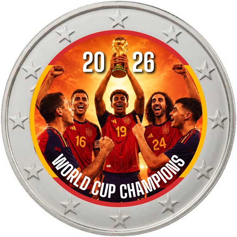moneda 2 euros color España Campeones Fifa 2026. Color 3  - 1