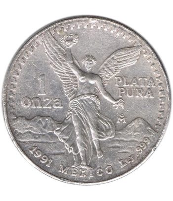 Moneda onza de plata Mexico año 1991 Libertad.  - 1