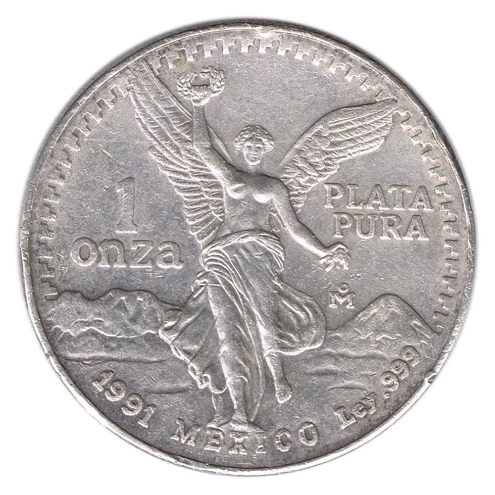 Moneda onza de plata Mexico año 1991 Libertad.  - 1