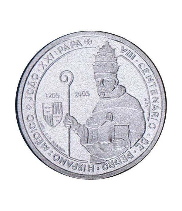 Portugal 5 Euros 2005 800 Aniversario Papa Juan XXI. Plata  - 1