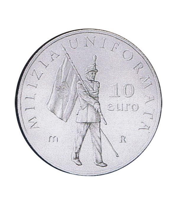 San Marino 10 Euros de plata Uniforme Militar año 2005  - 1