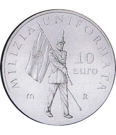 San Marino 10 Euros de plata Uniforme Militar año 2005