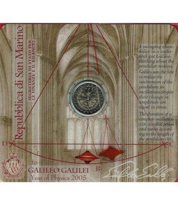moneda conmemorativa 2 euros San Marino 2005. Est. Oficial
