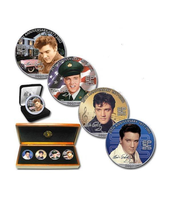 Monedas de plata 1$ Estados Unidos Elvis 2005. 4 monedas