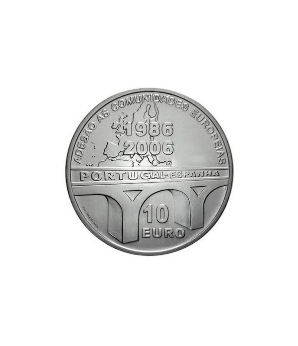 Portugal 10 Euros 2006 20 Aniversario Adhesión UE. Plata