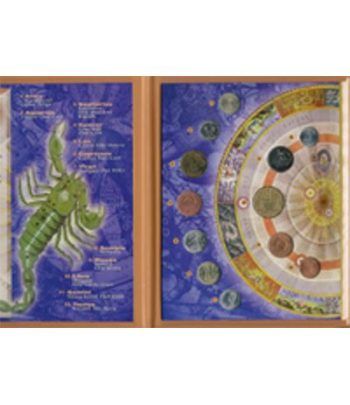 Colección de monedas del Zodíaco con estuche. Astrological