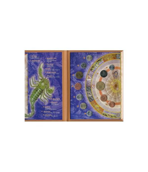 Colección de monedas del Zodíaco con estuche. Astrological