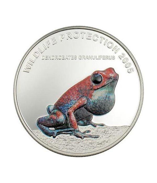 Moneda de Plata de Liberia 10$ Rana roja 2005.  - 2