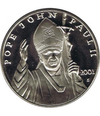 Moneda de Plata de Liberia 10$ Juan Pablo II 2001.
