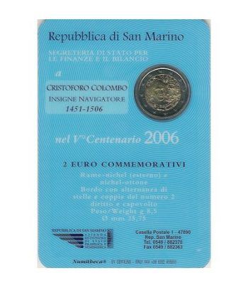 moneda conmemorativa 2 euros San Marino 2006. Est. Oficial