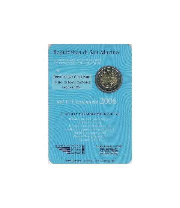 moneda conmemorativa 2 euros San Marino 2006. Est. Oficial  - 2