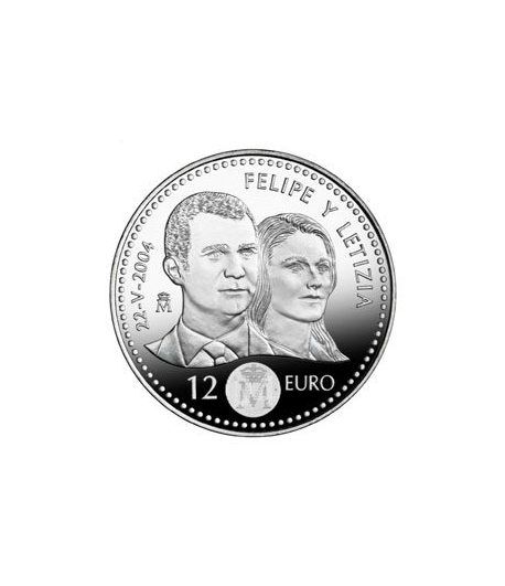 Moneda conmemorativa 12 euros 2004 Boda Principe