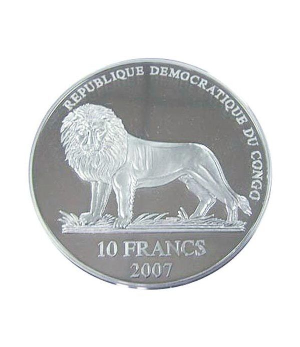 Moneda 2 onzas de plata 10 Fr. Rep. Congo Schumacher 2007  - 2