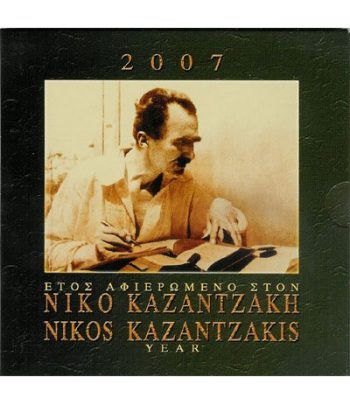 Cartera oficial euroset Grecia 2007+10 Euros Niko Kazantzakis