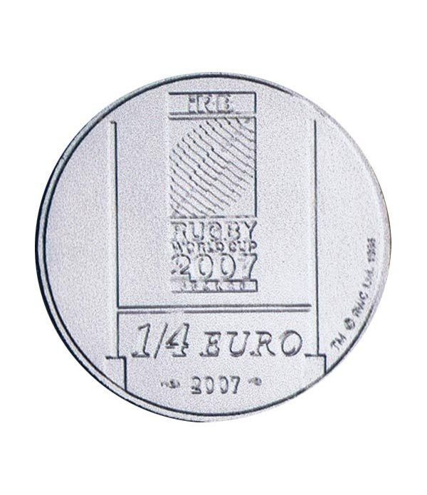 Moneda Francia 1/4 euro 2007 Copa Mundial de Rugby, Francia.  - 2