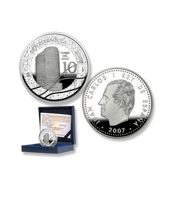 Moneda 2007 Expo Zaragoza 2008. Torre del Agua. 10 euros. Plata.