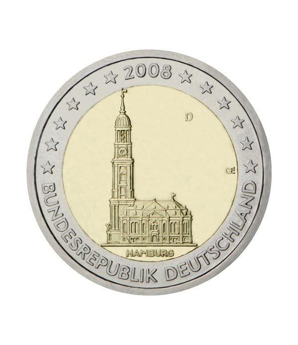 moneda conmemorativa 2 euros Alemania 2008. 5 monedas