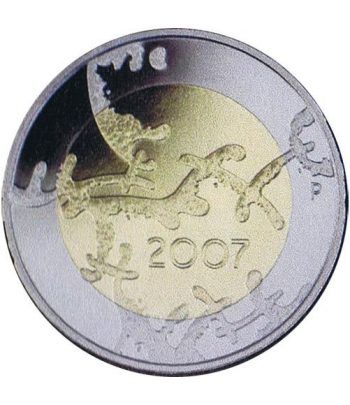 moneda Finlandia 5 Euros 2007 90º Independencia (proof)