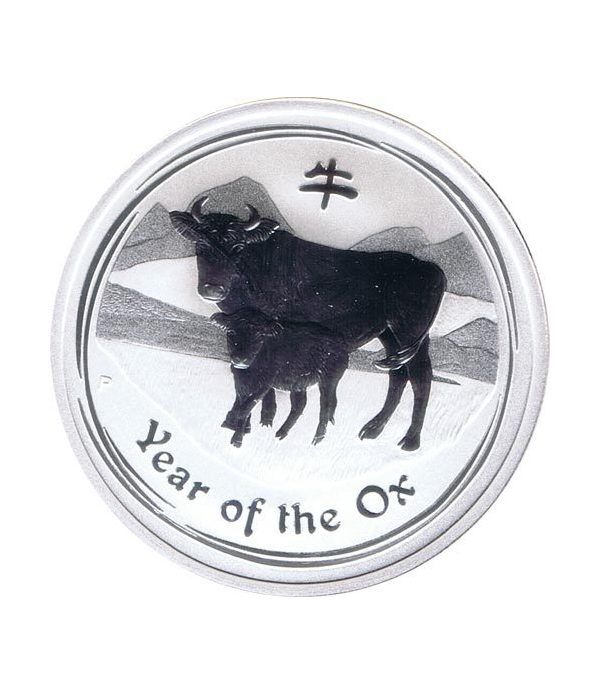 Moneda media onza de plata 1/2$ Australia Lunar 2009 Buey  - 1