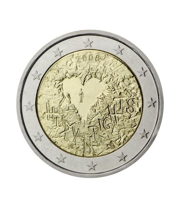 moneda 2 euros Finlandia 2008 Derechos Humanos.