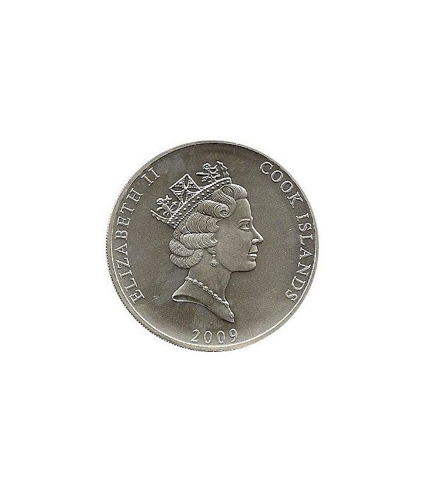 Moneda de plata 1$ Islas Cook 2009. Barco.  - 2