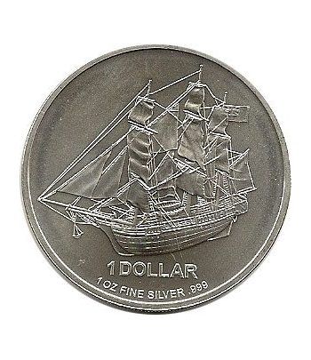 Moneda de plata 1$ Islas Cook 2009. Barco.