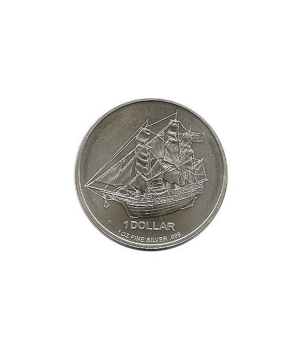 Moneda de plata 1$ Islas Cook 2009. Barco.  - 4