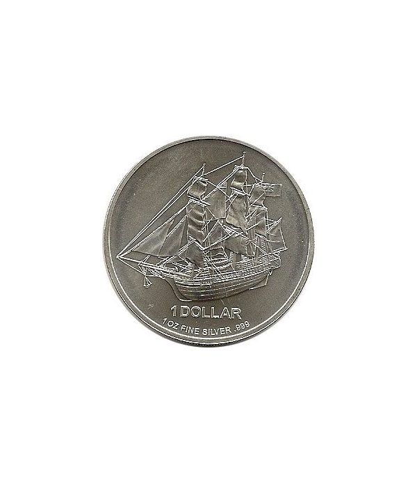 Moneda de plata 1$ Islas Cook 2009. Barco.