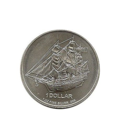 Moneda de plata 1$ Islas Cook 2009. Barco.