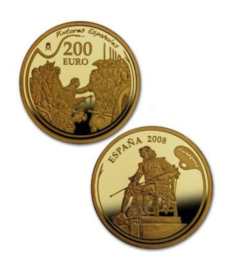 Moneda 2008 Pintores Españoles. Velazquez. 200 euros. Oro.
