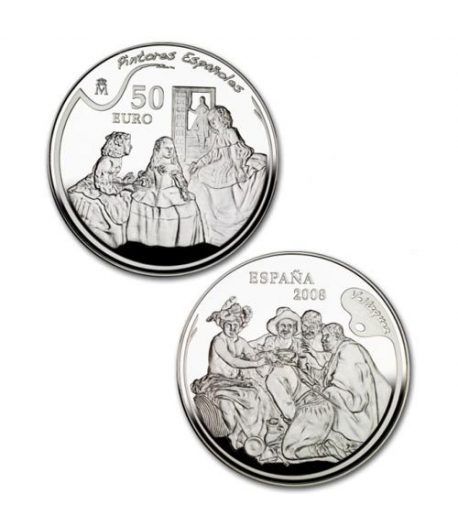Moneda 2008 Pintores Españoles. Velazquez. 50 euros. Plata.