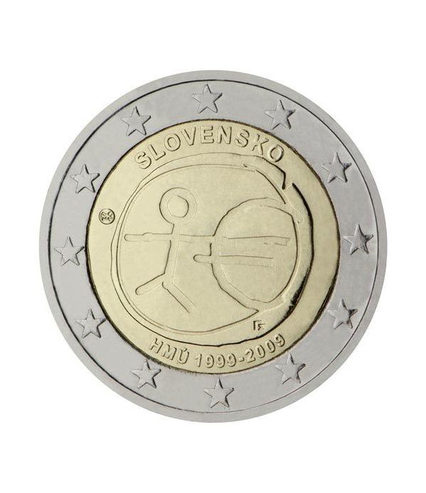 moneda Eslovaquia 2 euros 2009 "10 Años de la EMU"  - 2