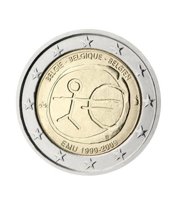 moneda Bélgica 2 euros 2009 "10 Años de la EMU"  - 2