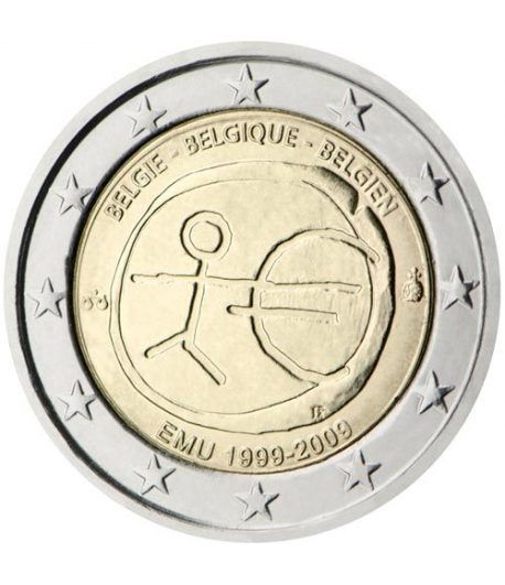 moneda Bélgica 2 euros 2009 "10 Años de la EMU"