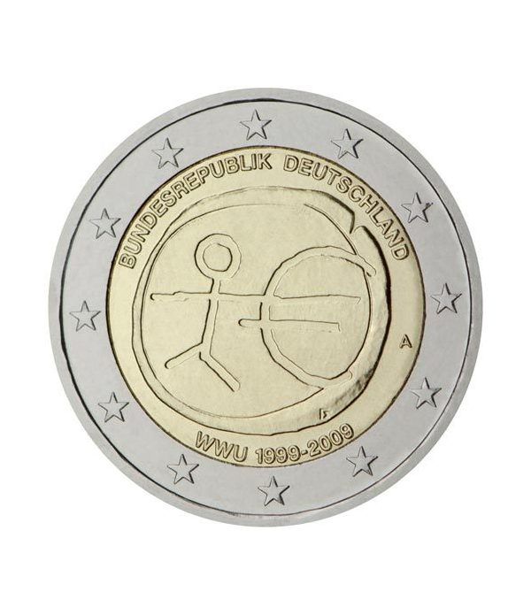 moneda Alemania 2 euros 2009 "10 Años de la EMU" (5 cecas)