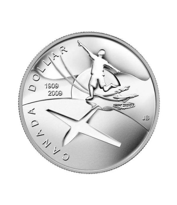 Moneda de plata 1 Dollar Canada 2009 Centenario Aviación. Proof.  - 1