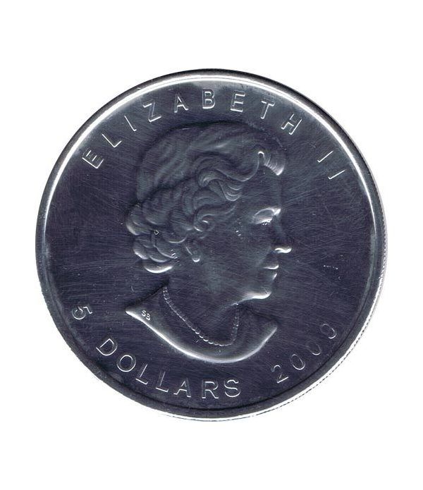 Moneda onza de plata 5$ Canada Hoja de Arce 2009