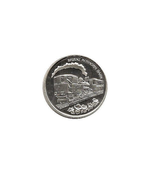 Moneda de plata 20 francos Suiza 2009. Tren.  - 4