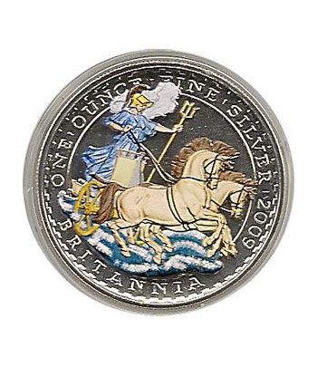 Moneda de plata color Britannia 2 Pounds Inglaterra 2009.