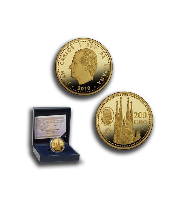 Moneda 2010 Sagrada Familia. A. Gaudí. 200 euros. Oro.