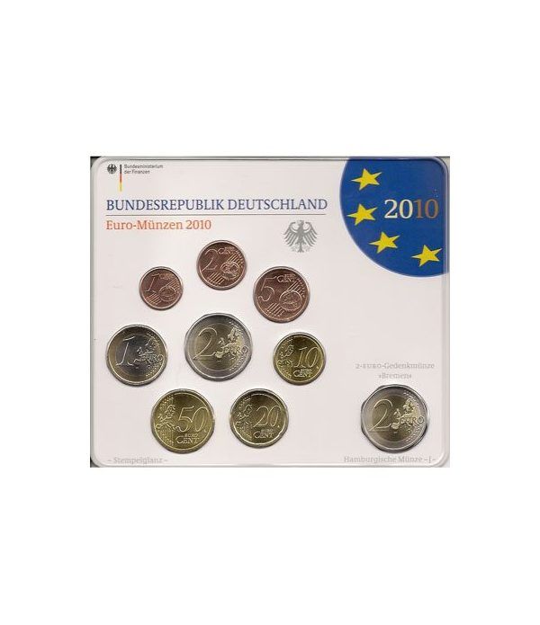 Cartera oficial euroset Alemania 2010 (5 cecas).  - 2